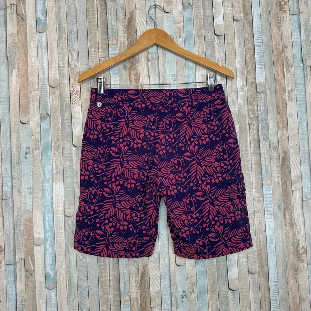 J Crew 29 Mens 9” Stretch Eco Board Shorts Swim Trunk Pink‎ Navy Vines Print $79